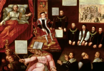 König Edward VI. (1537-53) und der Papst, ca. 1570